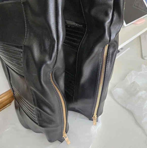 NWT Azalea Wang Victoria Knee High Wedge Boots Black Size 10 - Picture 8 of 12